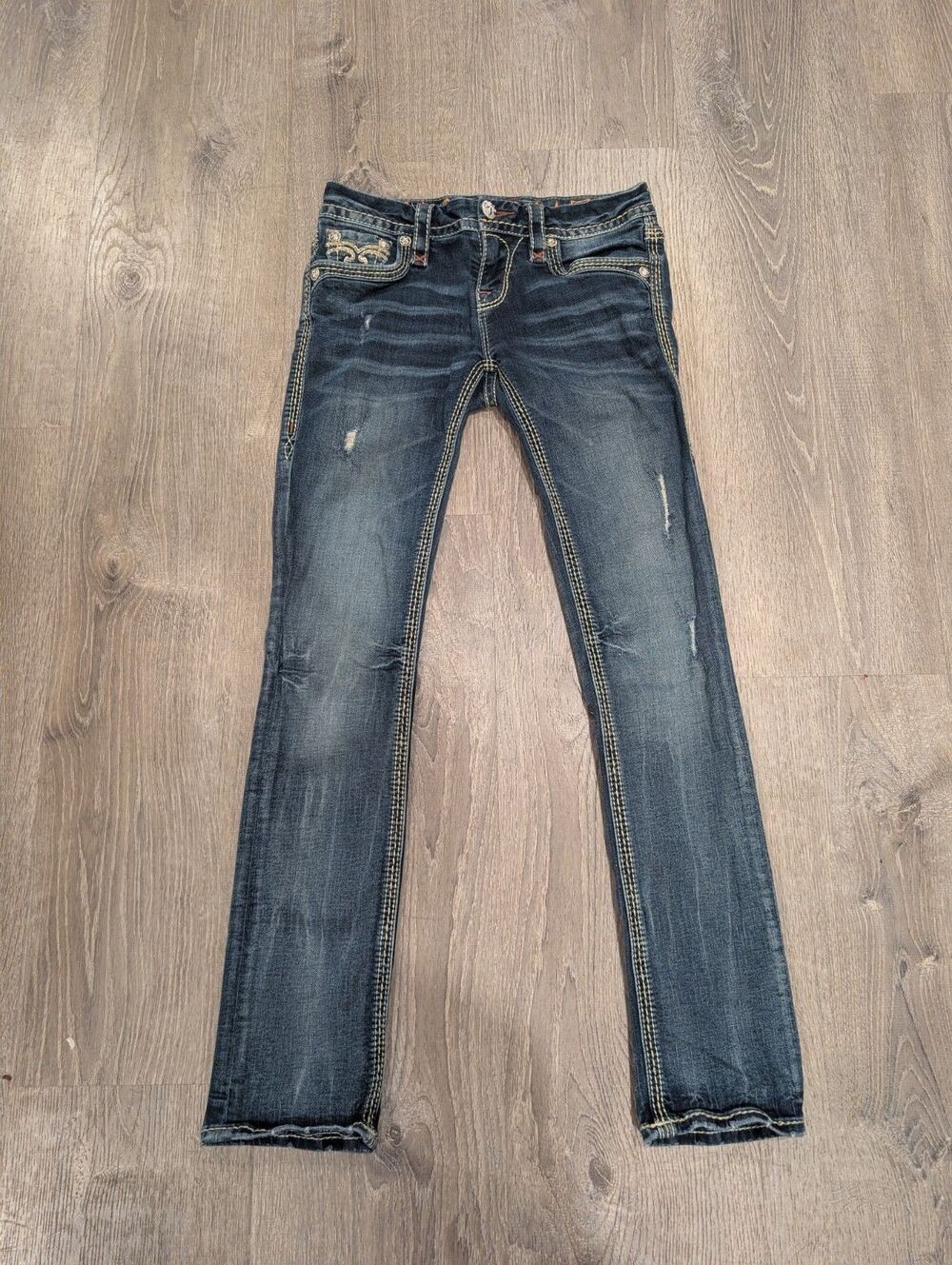 Rock Revival Size 27 Raven Straight Leg Blue Denim Jeans